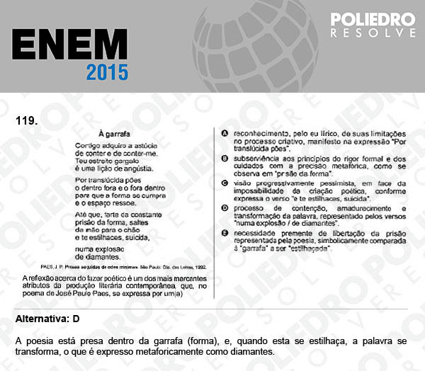 Questão 119 - Domingo (Prova Azul) - ENEM 2015