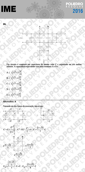 Questão 24 - Objetiva - 1ª Fase - IME 2016