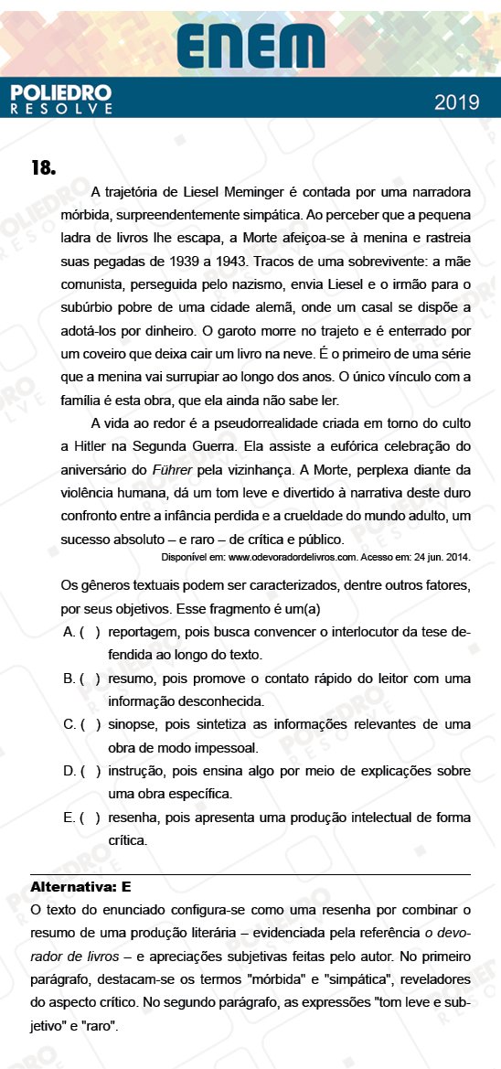 Questão 18 - 1º Dia - Prova AMARELA - ENEM 2018