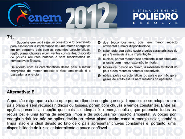 Questão 71 - Sábado (Prova azul) - ENEM 2012