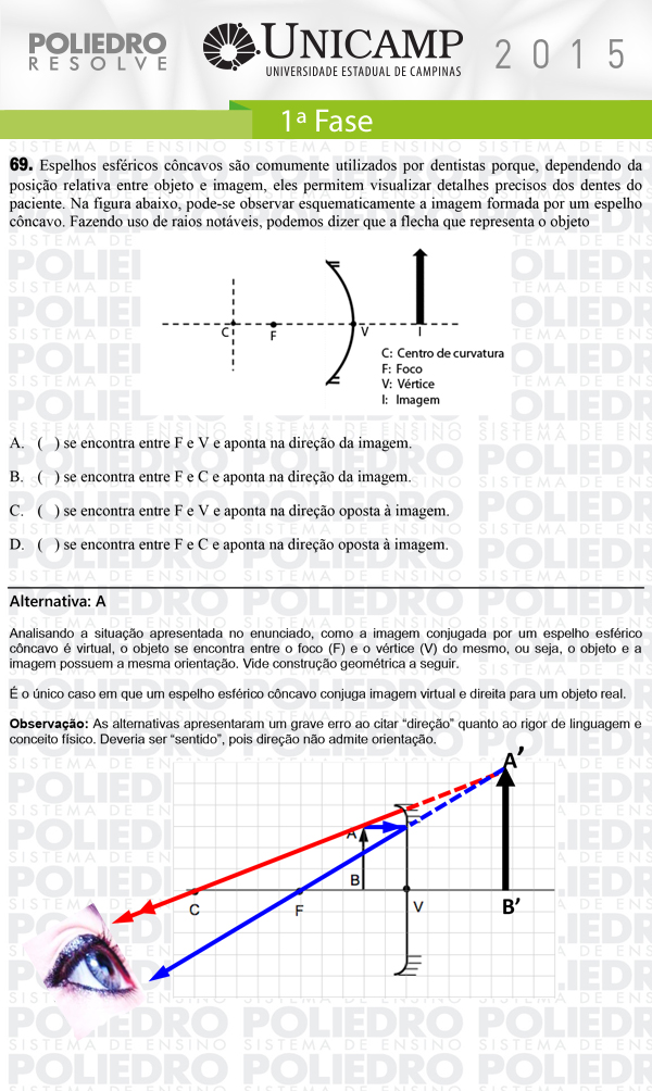 Questão 69 - 1ª Fase - UNICAMP 2015