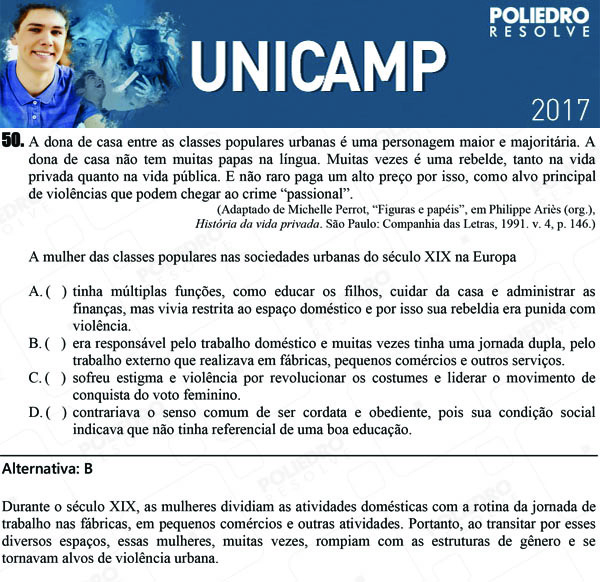 Questão 50 - 1ª Fase - UNICAMP 2017