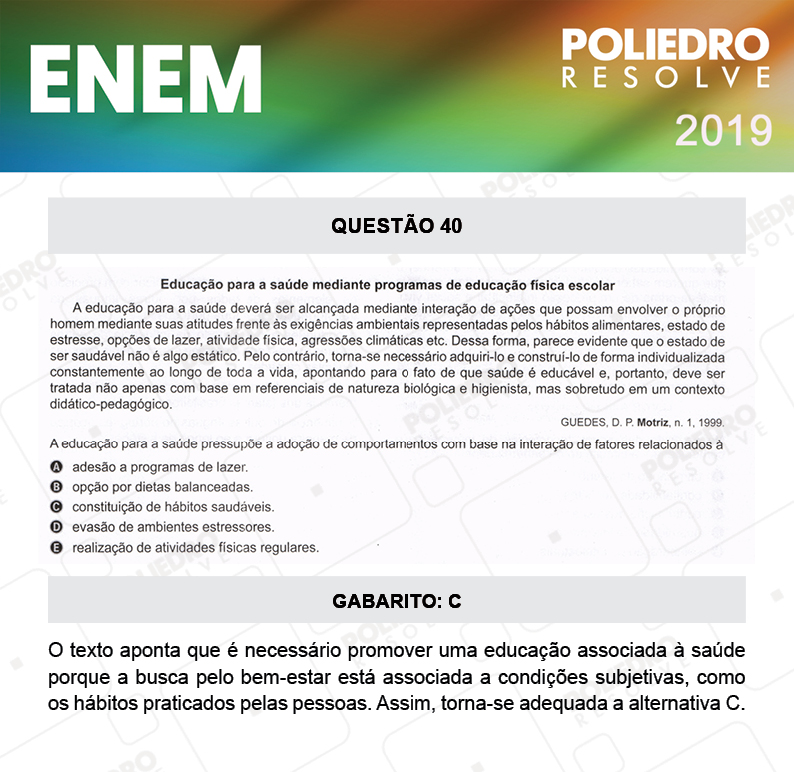 Questão 40 - 1º DIA - PROVA AMARELA - ENEM 2019