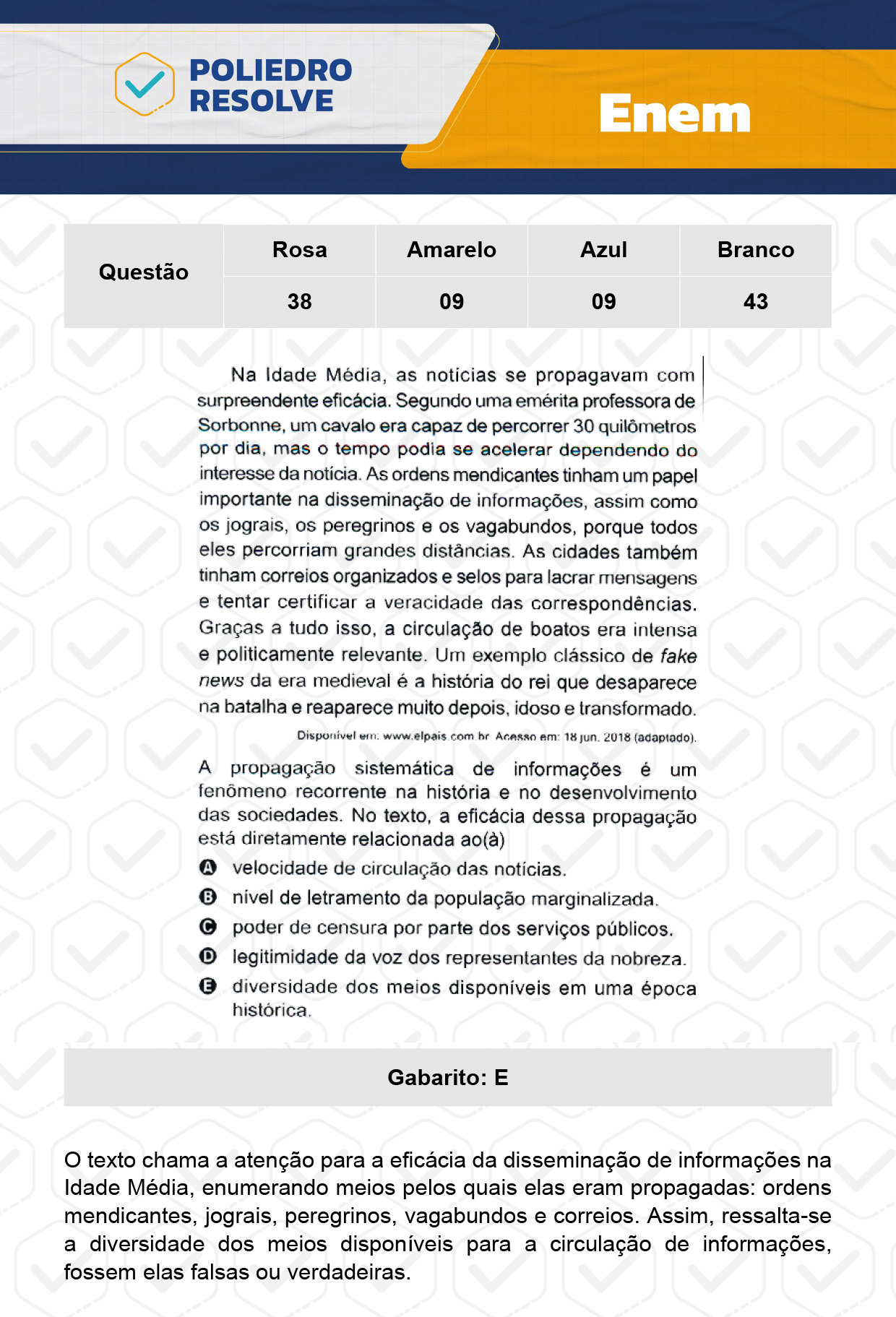 Questão 43 - Dia 1 - Prova Branca - Enem 2023