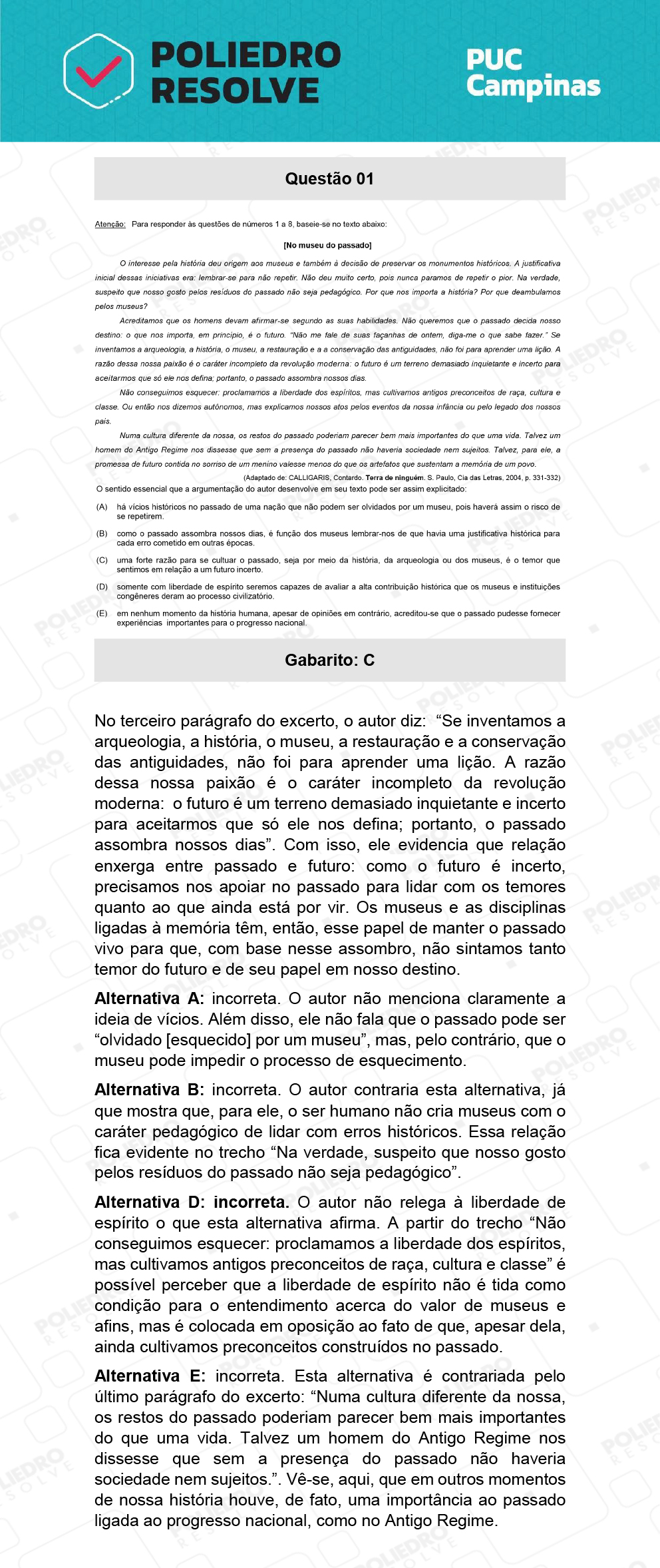 Questão 1 - Prova Geral e Medicina - PUC-Campinas 2022