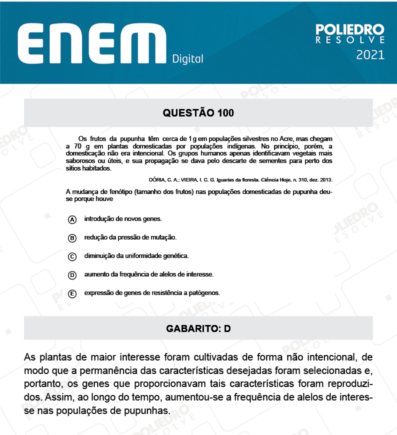 Questão 100 - 2º Dia - Prova Azul - ENEM DIGITAL 2020