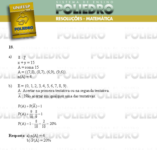 Dissertação 18 - Conhecimentos Específicos - UNIFESP 2008