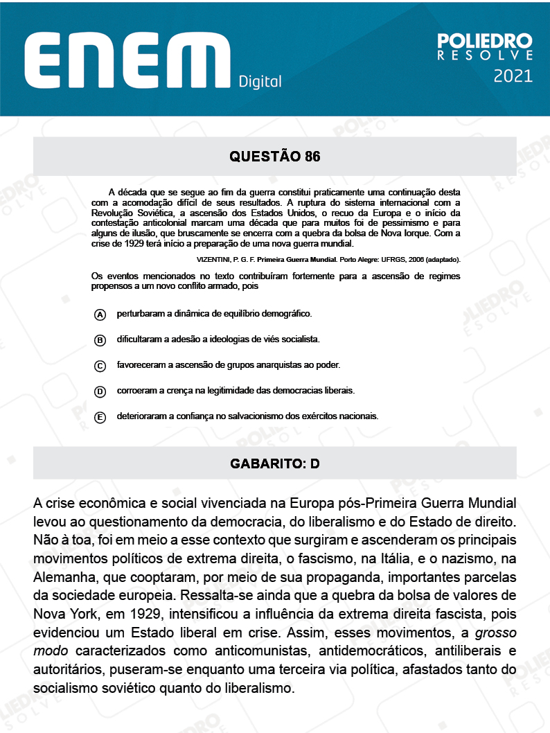 Questão 86 - 1º Dia - Prova Amarela - Espanhol - ENEM DIGITAL 2020