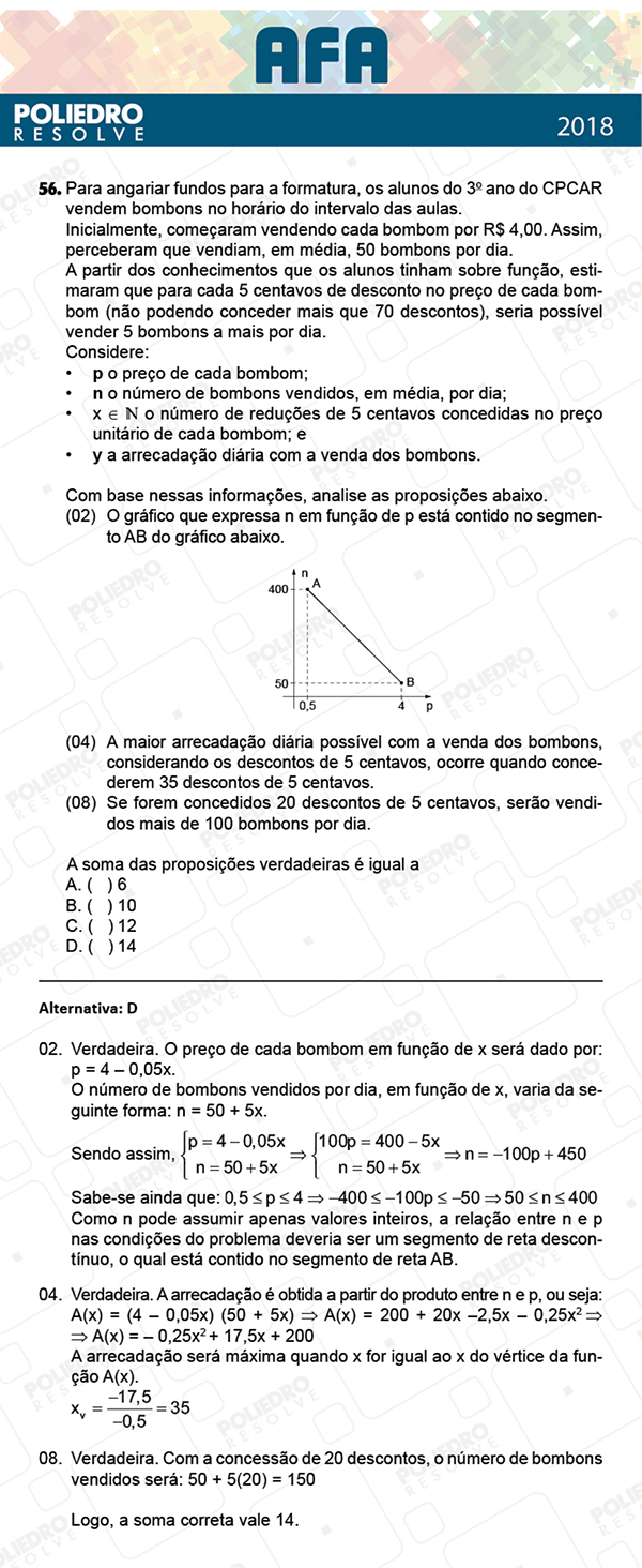 Questão 56 - Prova Modelo B - AFA 2019