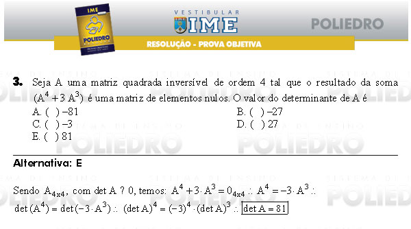 Questão 3 - Objetiva - IME 2009