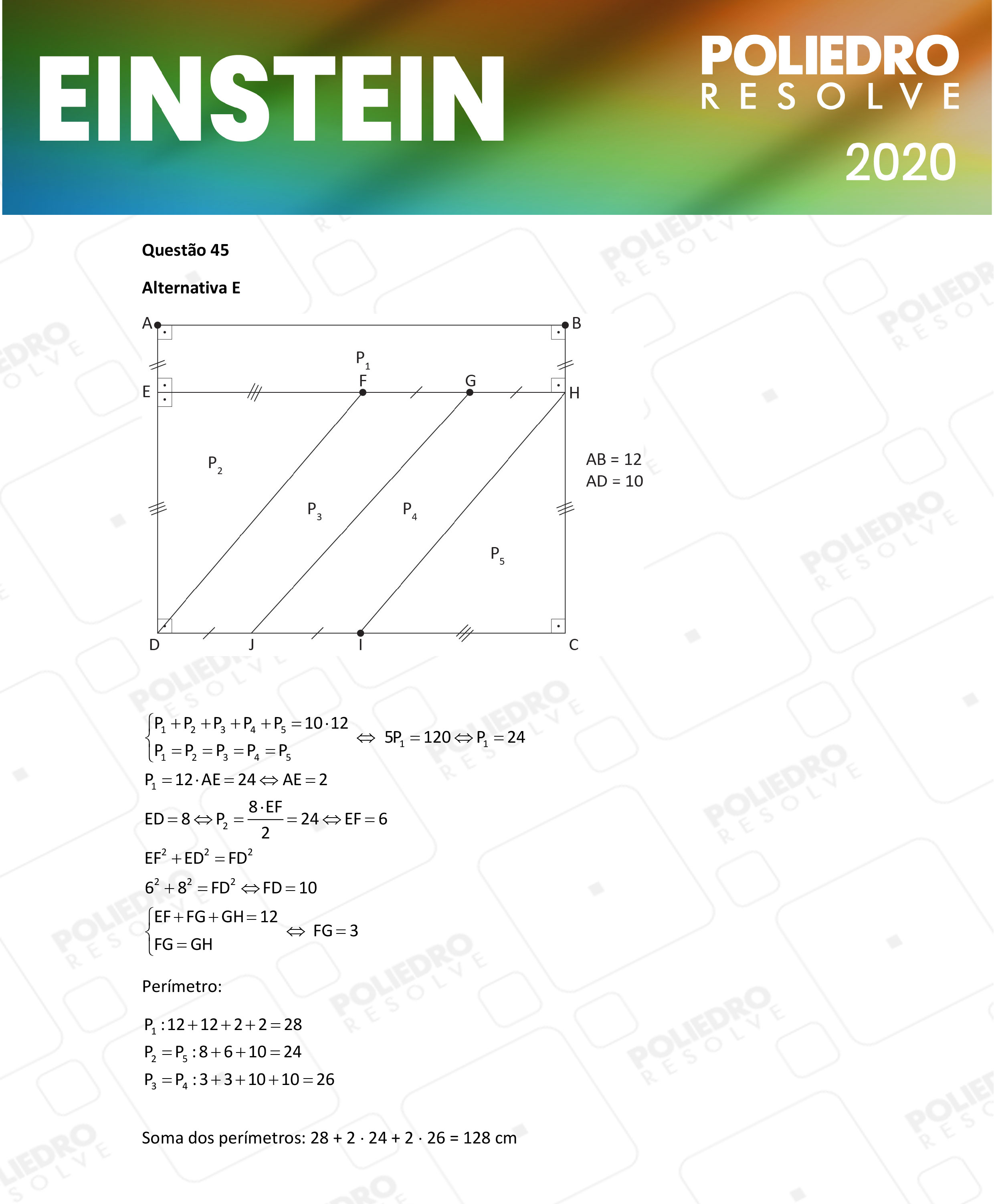 Questão 45 - Fase única - EINSTEIN 2020