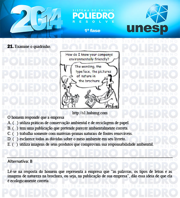 Questão 21 - 1ª Fase - UNESP 2014