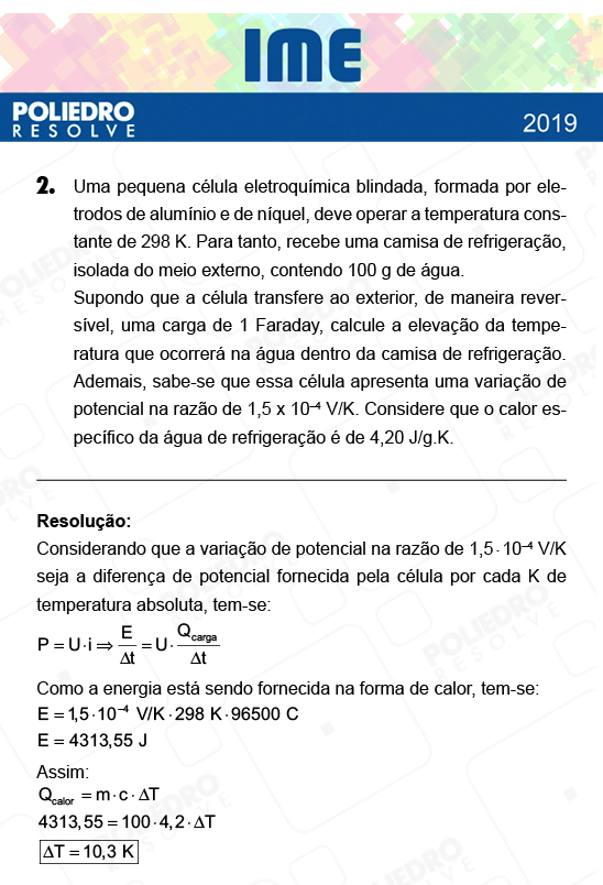 Dissertação 2 - 2ª Fase - Química - IME 2019