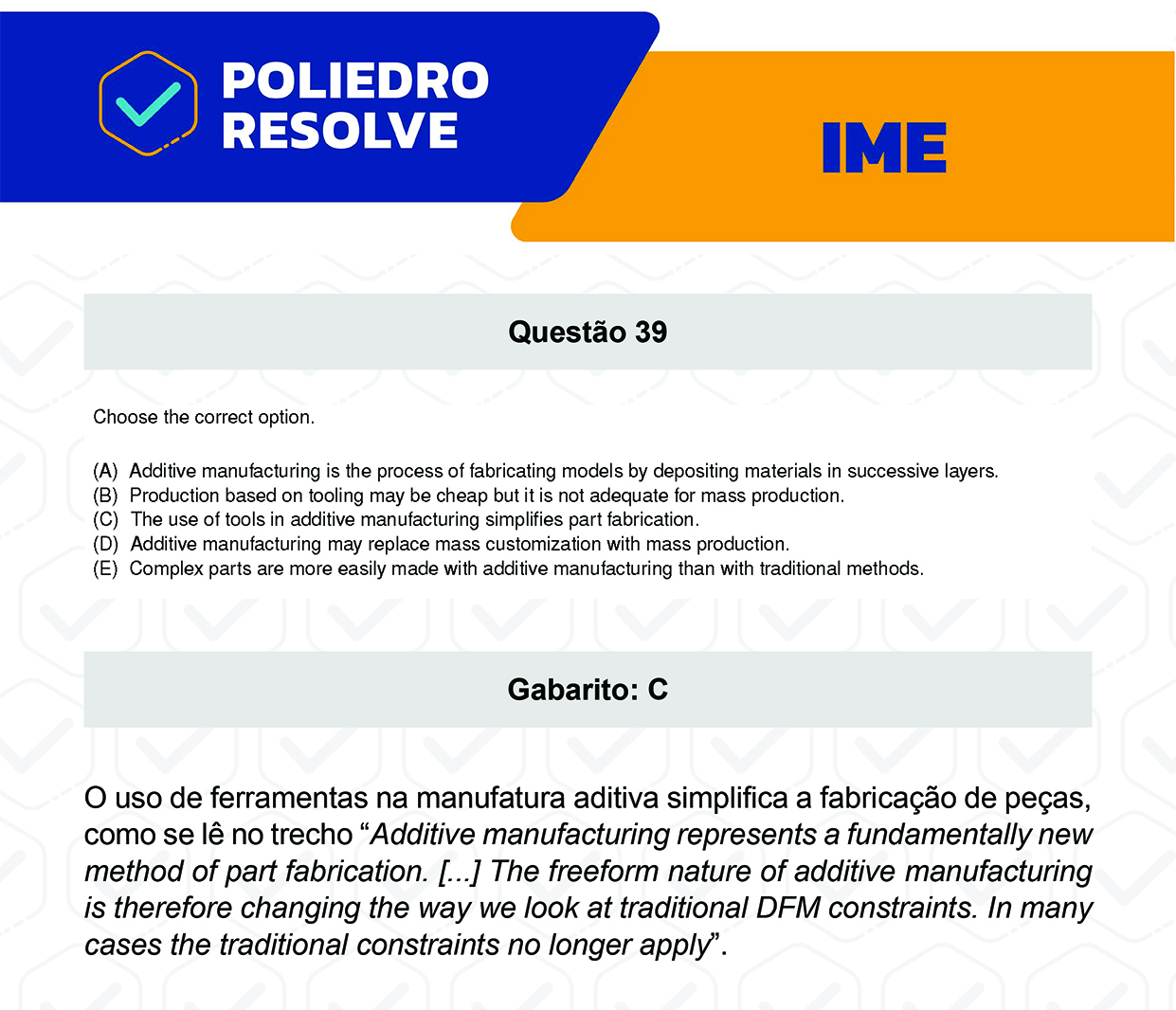 Questão 39 - 2ª Fase - Português/Inglês - IME 2023