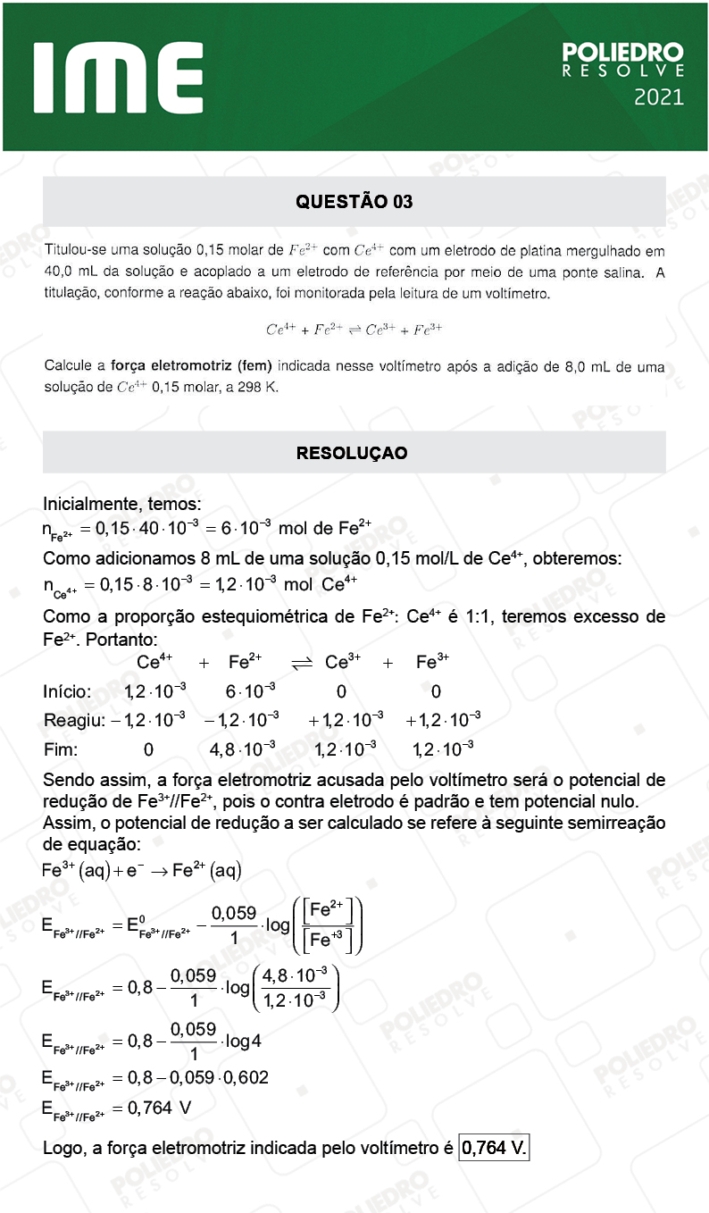 Dissertação 3 - 2ª Fase - Química - IME 2021