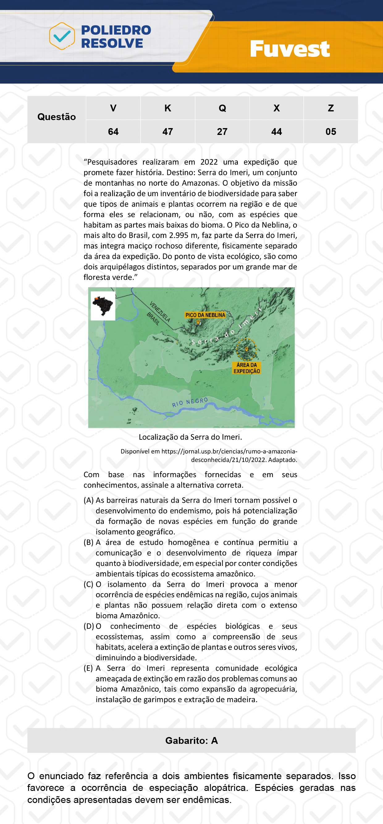 Questão 47 - 1ª Fase  - Prova K - FUVEST 2024