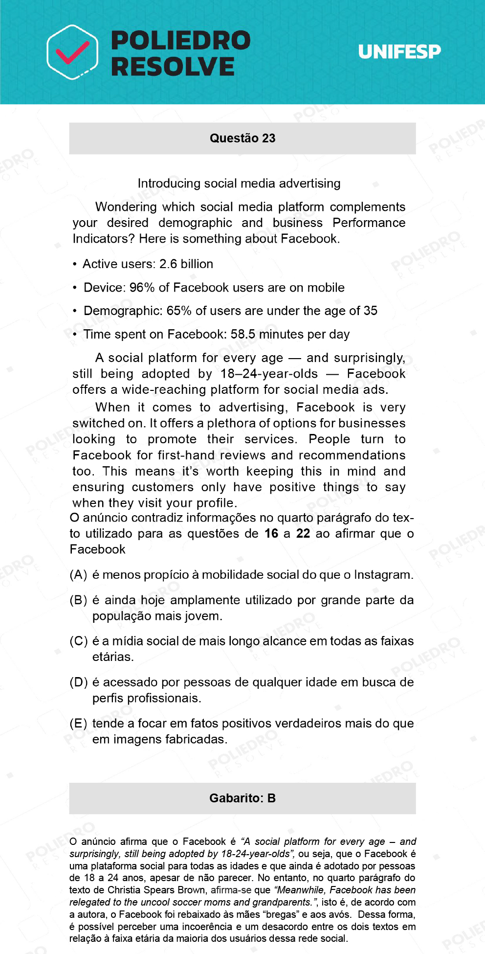 Questão 23 - 1º Dia - 20/01/22 - UNIFESP 2022