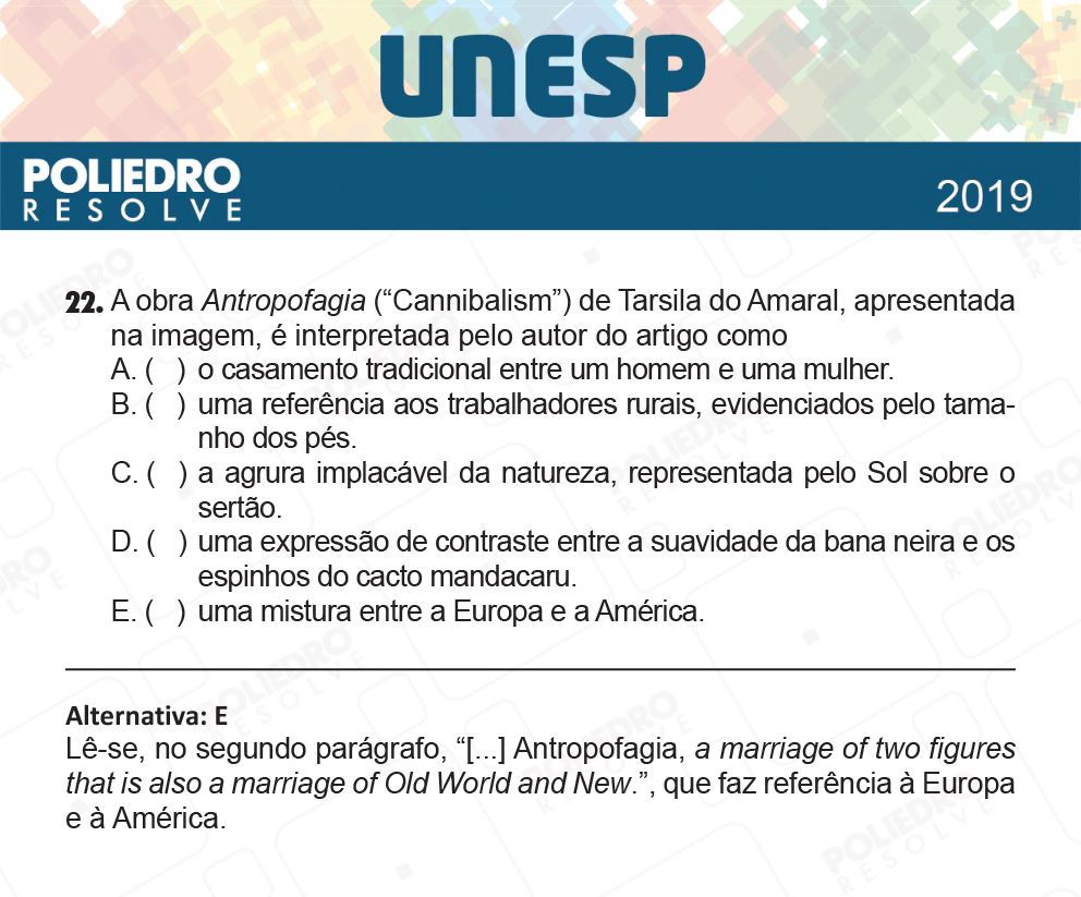 Questão 22 - 1ª Fase - UNESP 2019