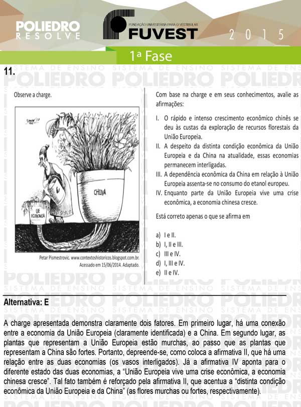Questão 11 - 1ª Fase - FUVEST 2015