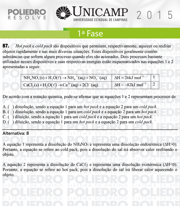 Questão 87 - 1ª Fase - UNICAMP 2015