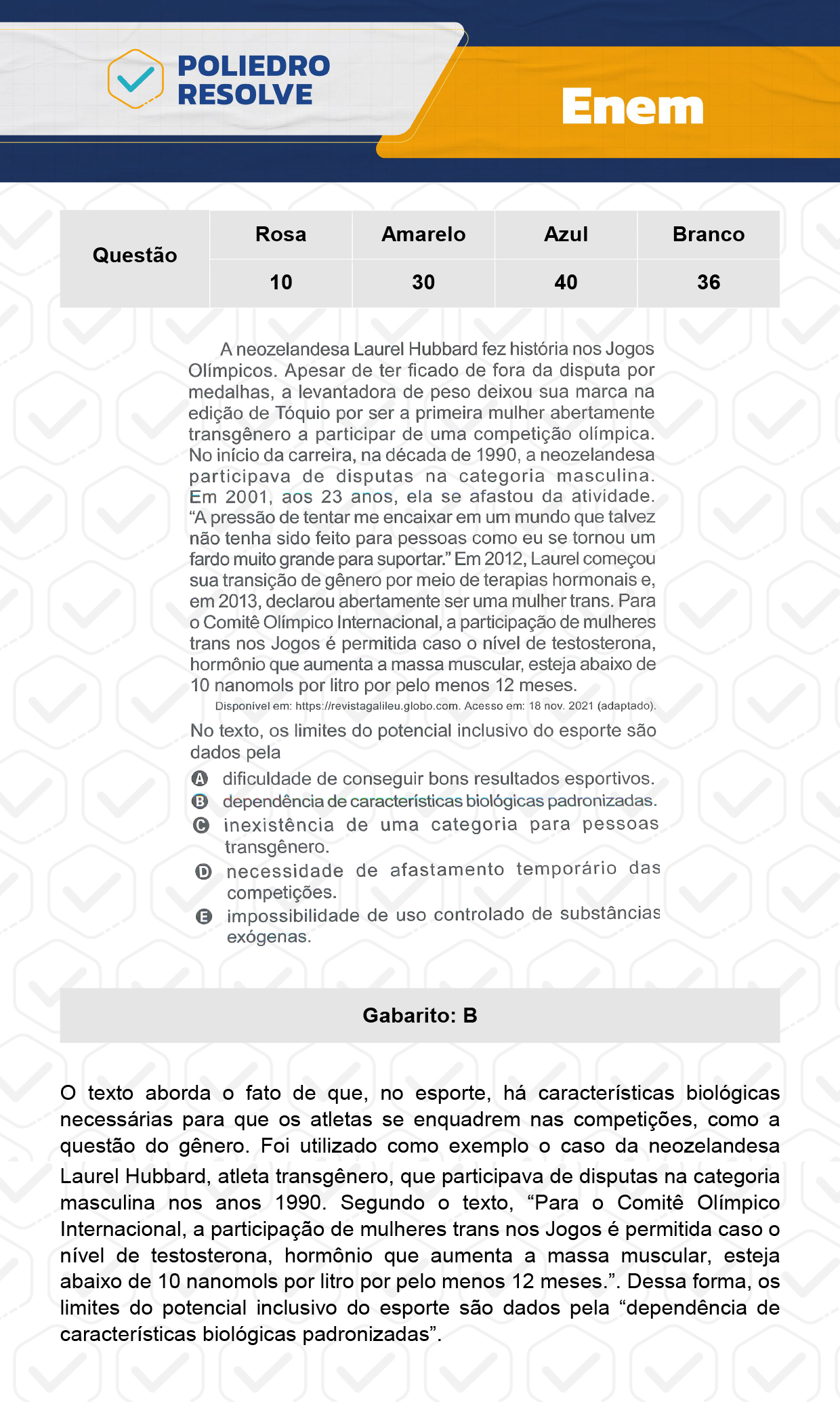 Questão 40 - Dia 1 - Prova Azul - Enem 2023