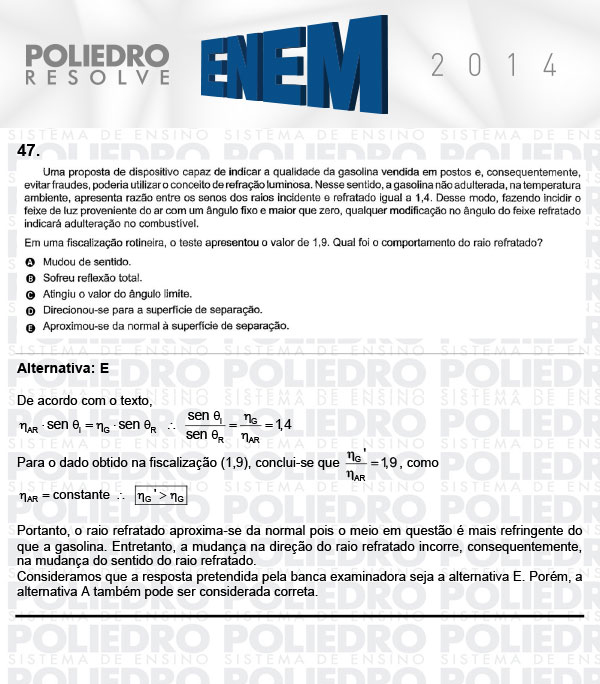 Questão 47 - Sábado (Prova Rosa) - ENEM 2014