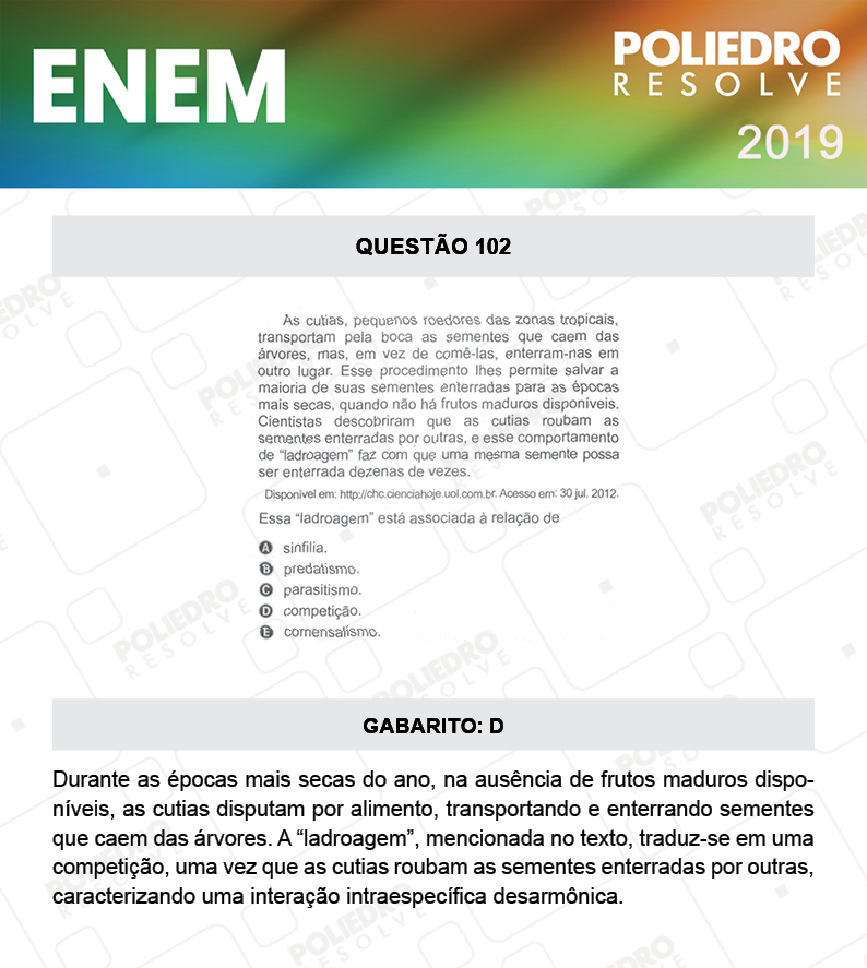 Questão 102 - 2º DIA - PROVA AMARELA - ENEM 2019