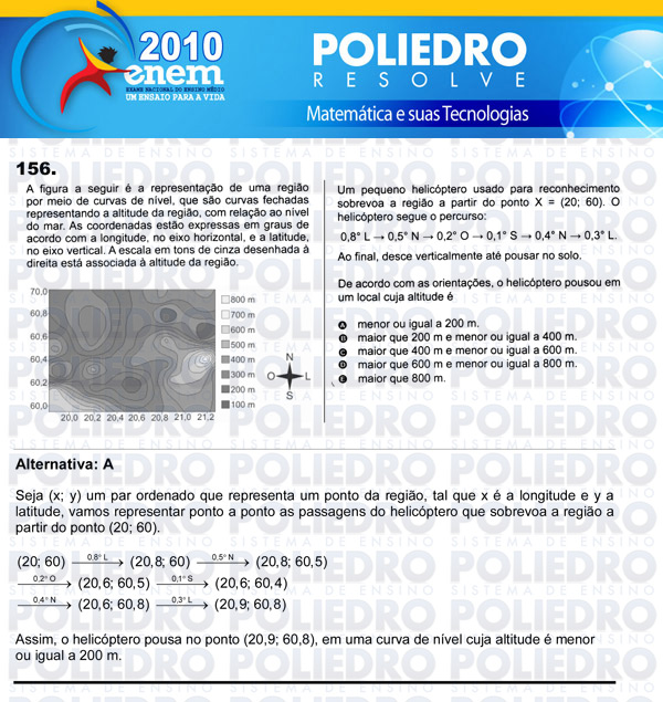 Questão 156 - Domingo (Prova rosa) - ENEM 2010