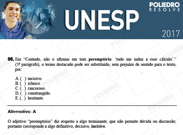 Questão 6 - 1ª Fase - UNESP 2017