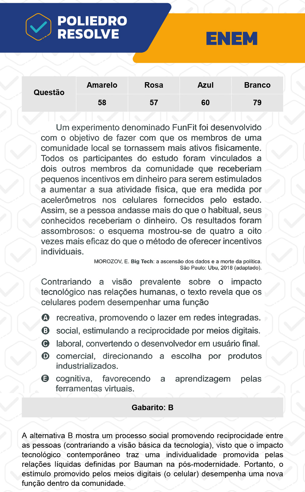 Questão 58 - 1º Dia - Prova Amarela - ENEM 2022