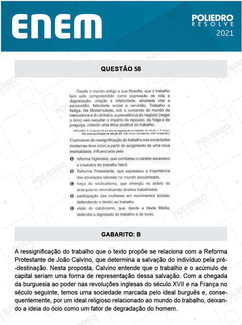 Questão 58 - 1º DIA - Prova Branca - ENEM 2020