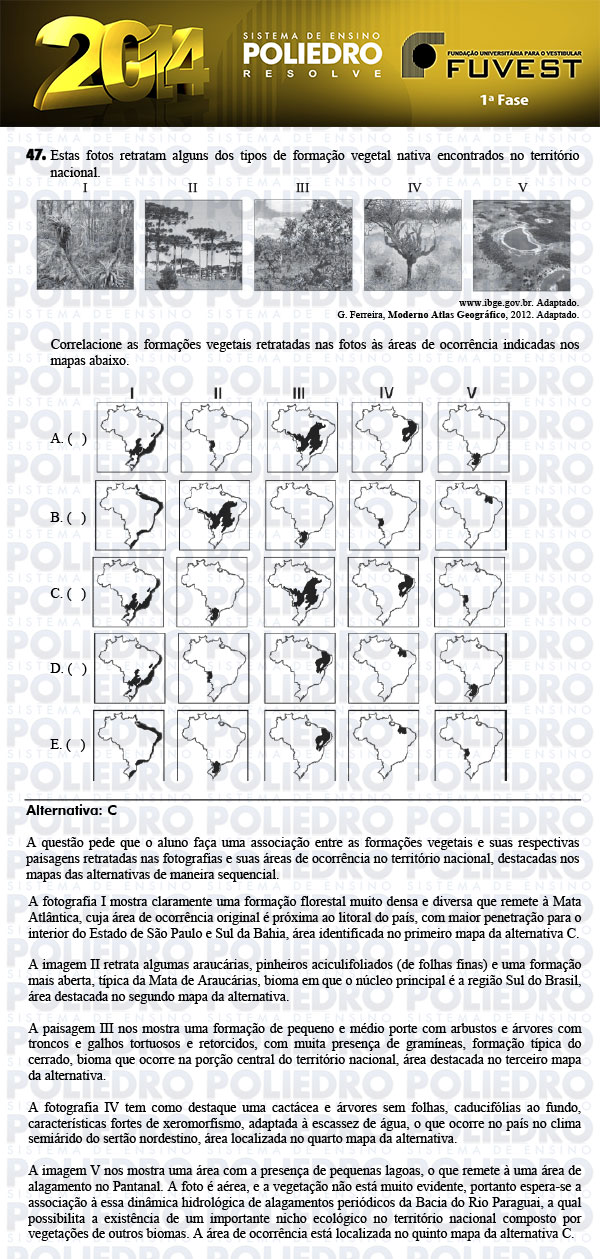 Questão 47 - 1ª Fase - FUVEST 2014