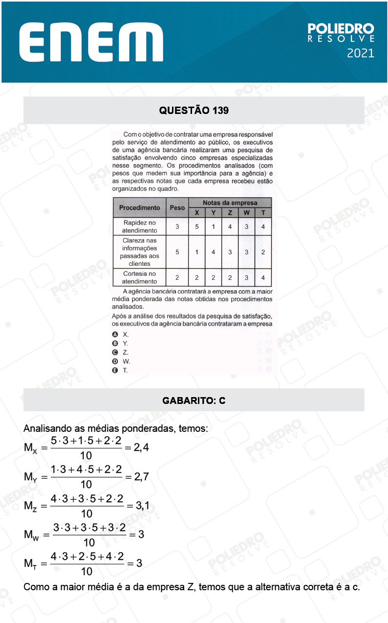 Questão 139 - 2º Dia - Prova Rosa - ENEM 2020