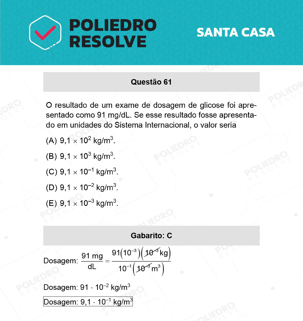 Questão 61 - 1º Dia - SANTA CASA 2022