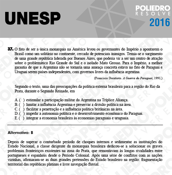 Questão 37 - 1ª Fase - UNESP 2016