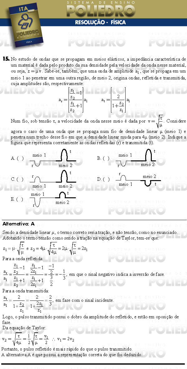 Questão 15 - Física - ITA 2008