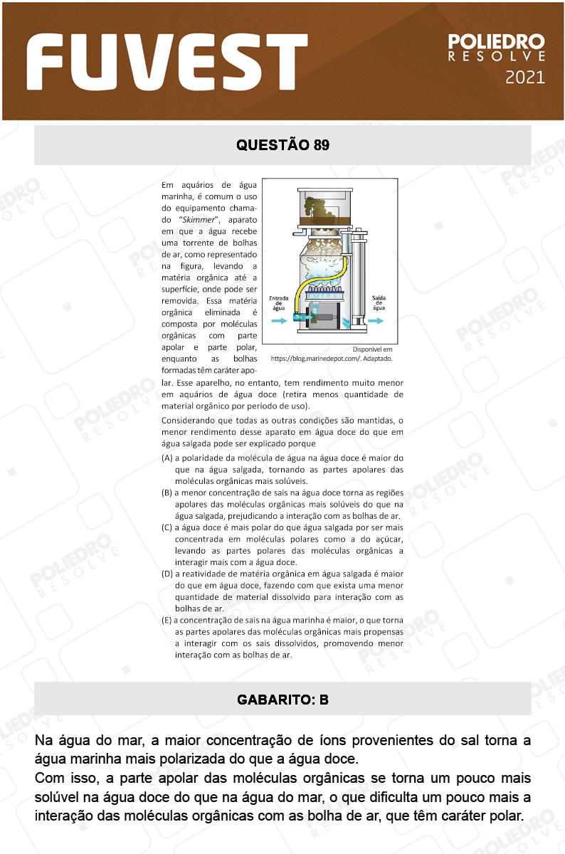 Questão 89 - 1ª Fase - FUVEST 2021