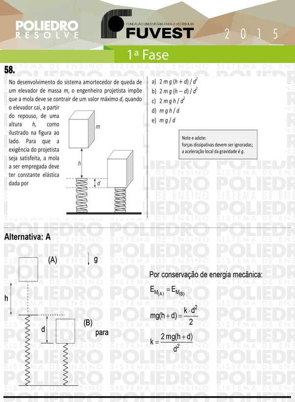 Questão 58 - 1ª Fase - FUVEST 2015