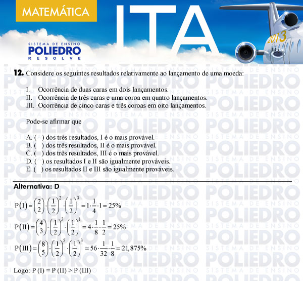 Questão 12 - Matemática - ITA 2013