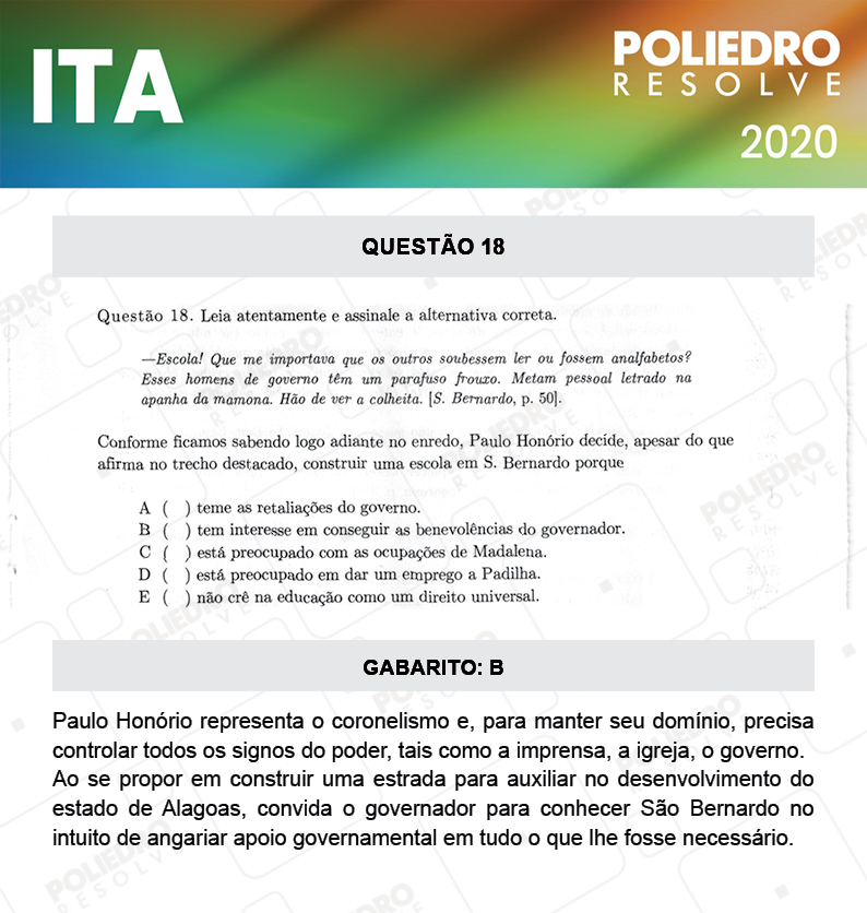 Questão 18 - 1ª Fase - ITA 2020