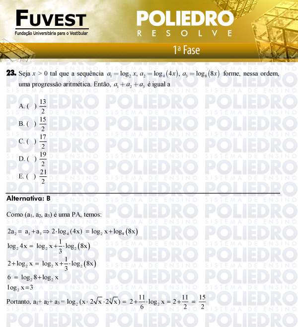 Questão 23 - 1ª Fase - FUVEST 2011