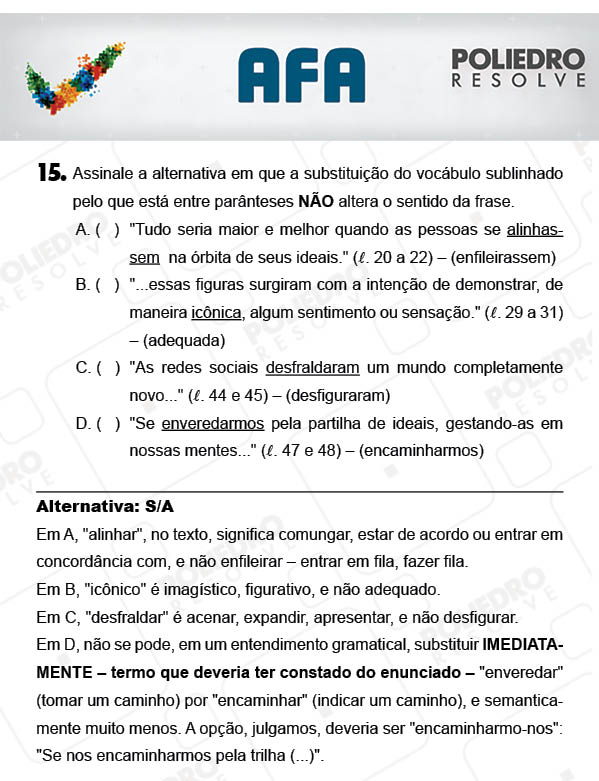 Questão 15 - Prova Modelo A - AFA 2018