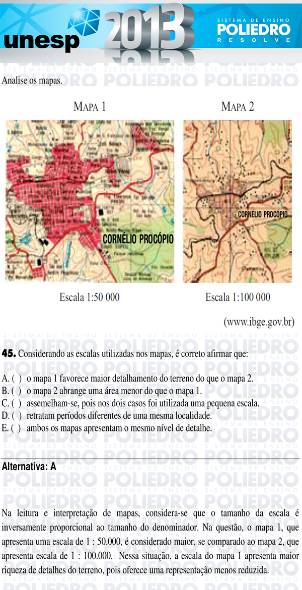 Questão 45 - 1ª Fase - UNESP 2013