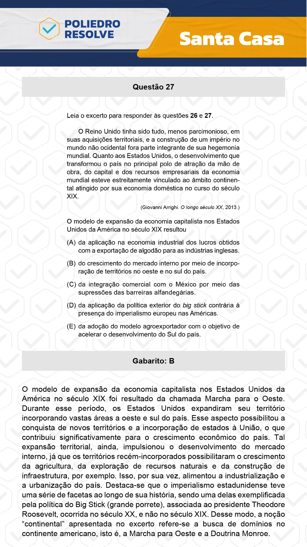 Questão 27 - 1º Dia - SANTA CASA 2024