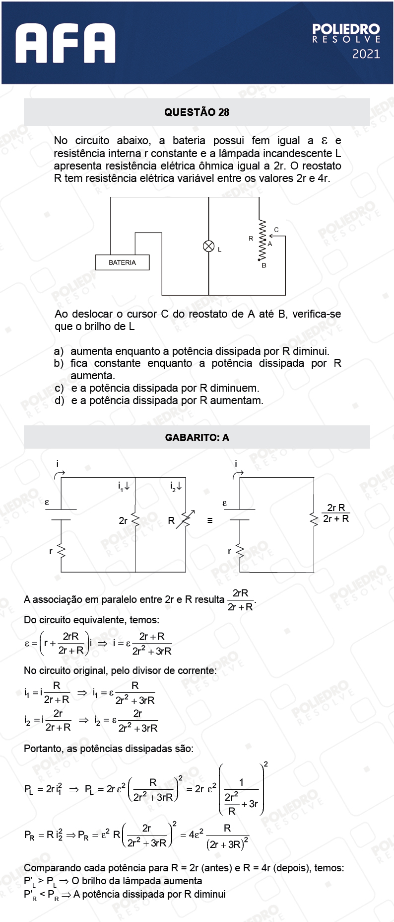 Questão 28 - Prova Modelo A - AFA 2021