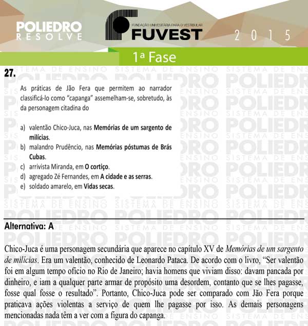 Questão 27 - 1ª Fase - FUVEST 2015