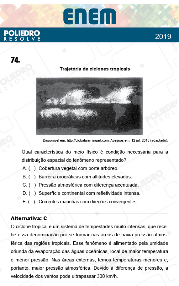 Questão 74 - 1º Dia - PROVA ROSA - ENEM 2018