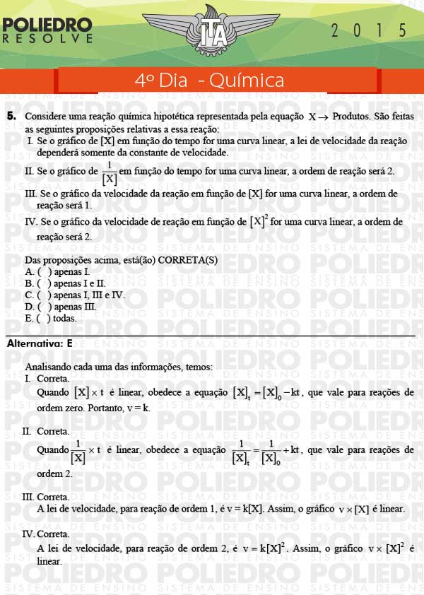 Questão 5 - Química - ITA 2015