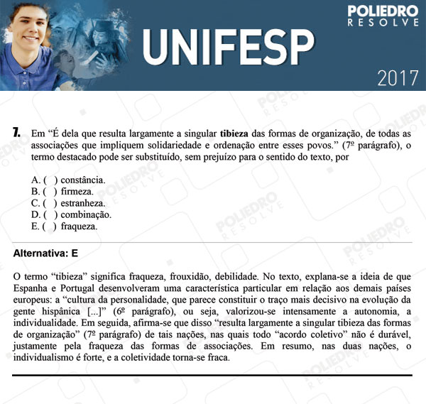 Questão 7 - 1º dia - UNIFESP 2017