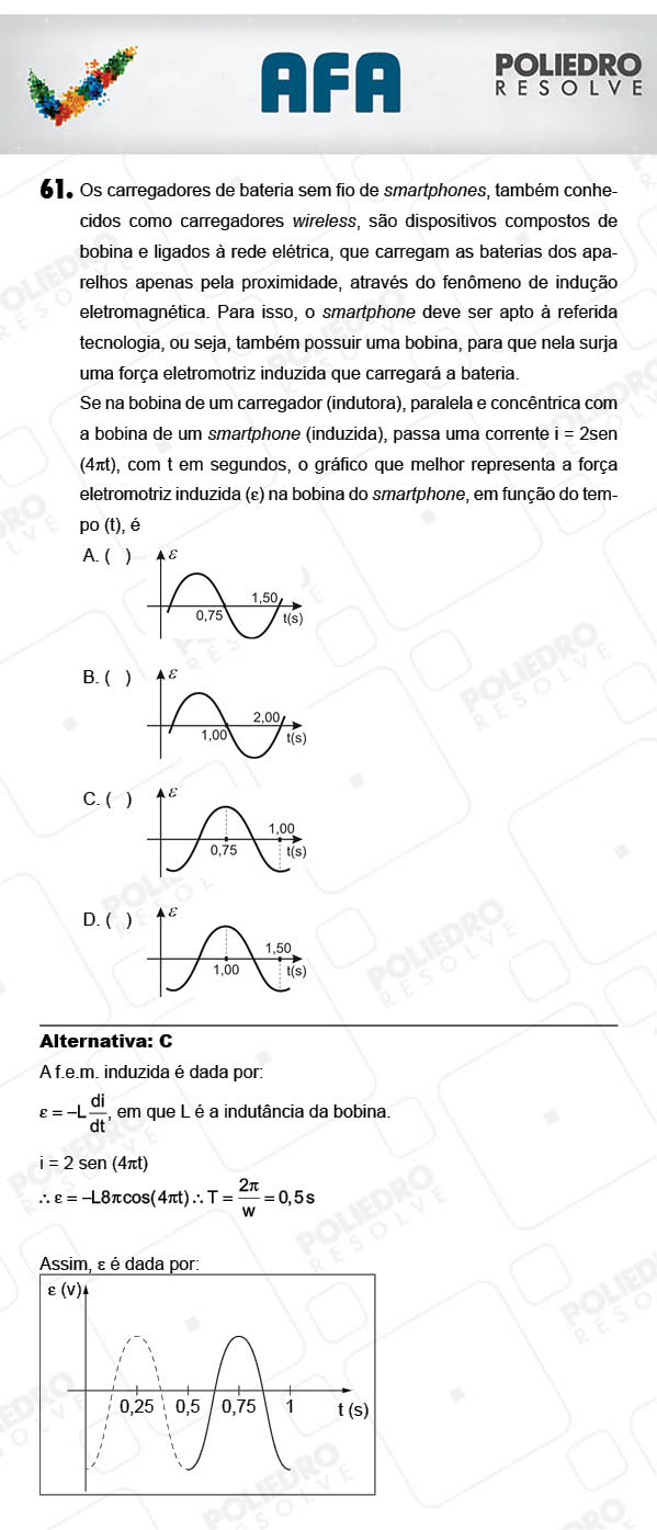 Questão 61 - Prova Modelo A - AFA 2018